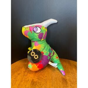 Colorful Paint Splatter Dinosaur Stuffed Animal Toy Works Splash Art Graffiti